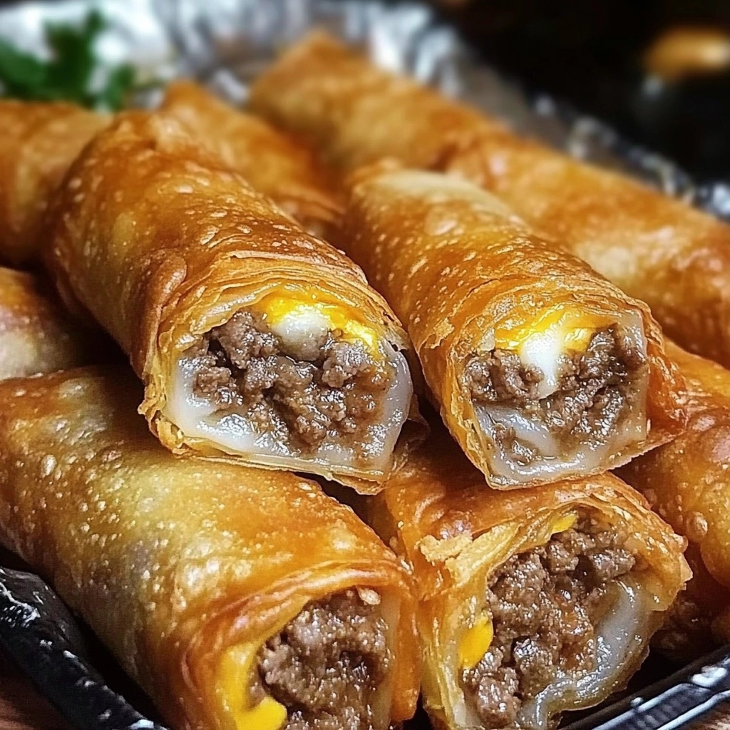 Egg rolls filled with Philly cheesestea