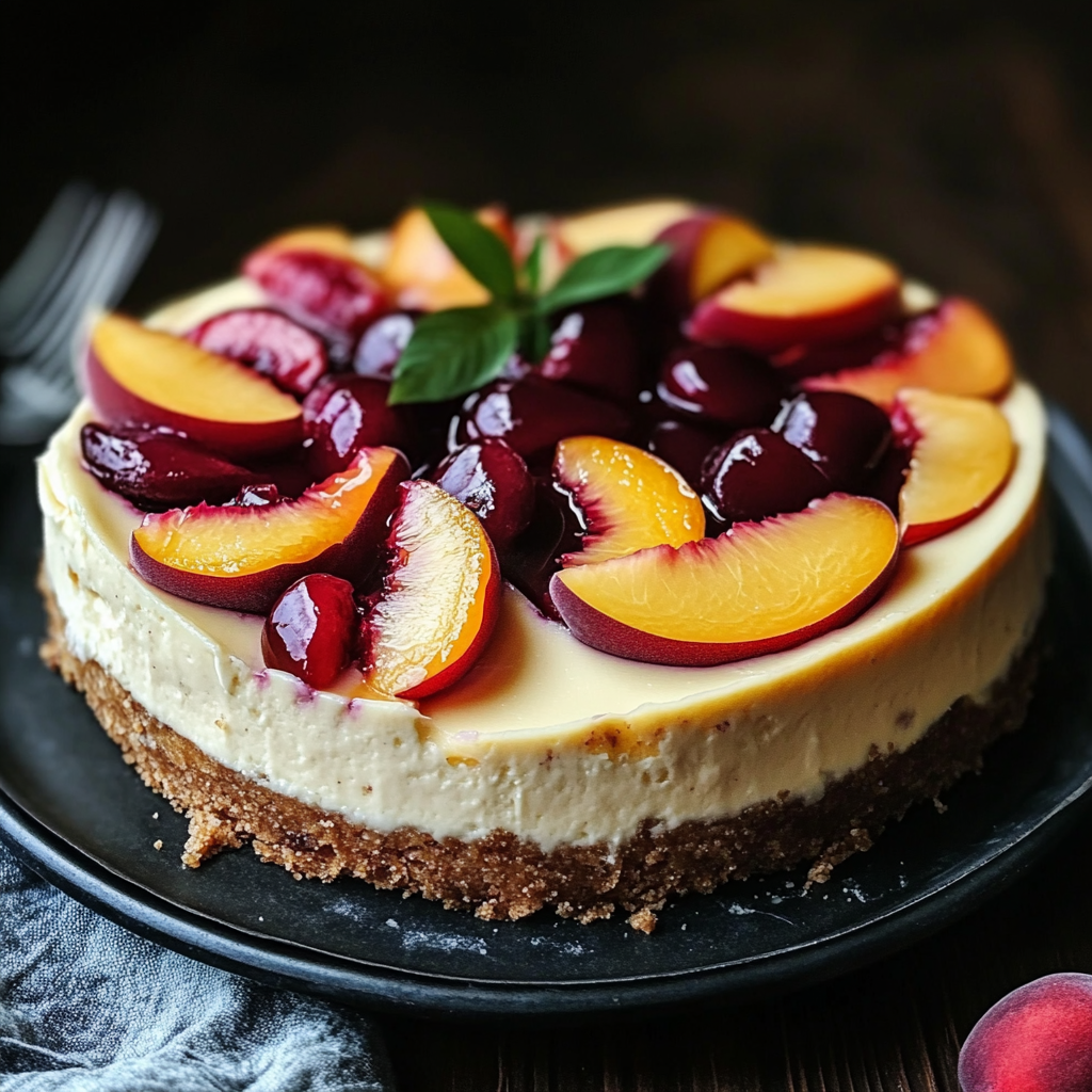 Peach Plum No-Bake Cheesecake