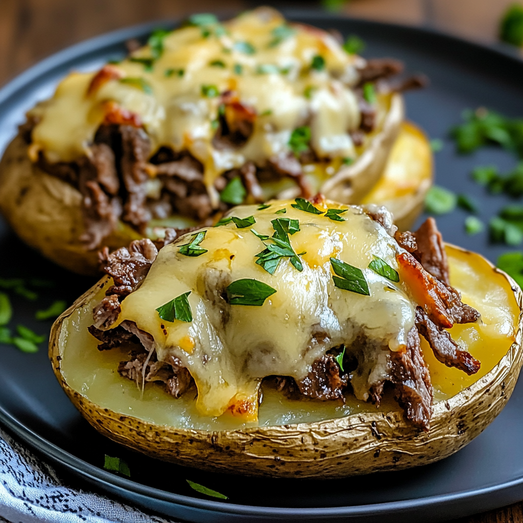 Philly Cheesesteak Baked Potatoes