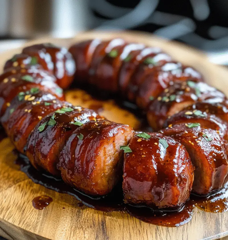 Maple BBQ Hasselback Kielbasa Bites