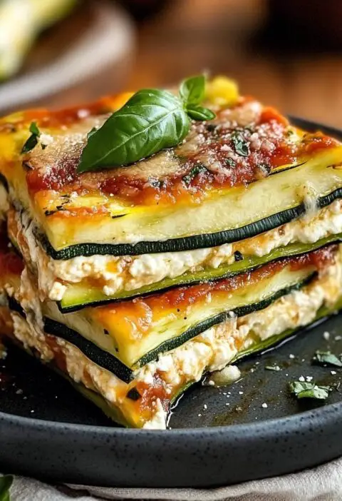 Layered Zucchini Ricotta Melts with Marinara