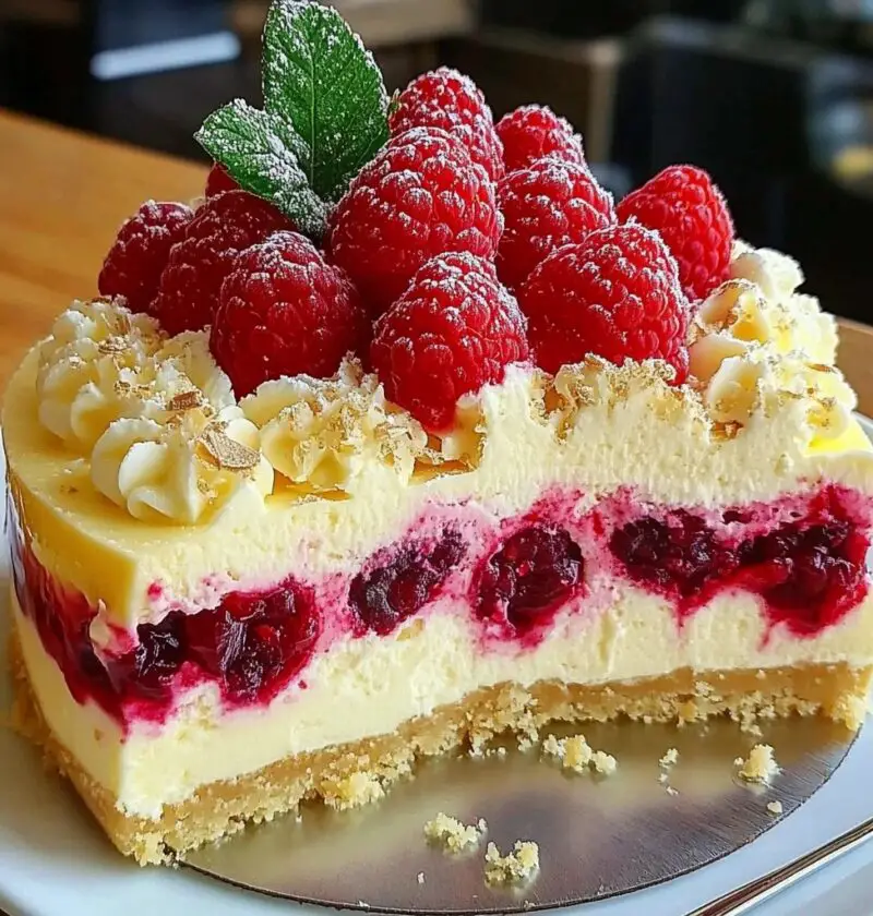 Elegant White Chocolate Raspberry Cheesecake