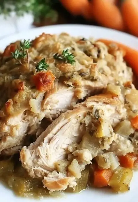 CROCKPOT CHICKEN AND  STUFFING