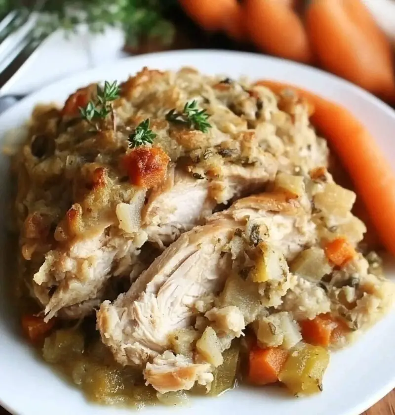 CROCKPOT CHICKEN AND  STUFFING