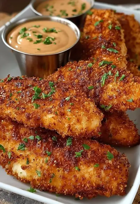 Crispy Chicken Tenders with Dipping Sauce