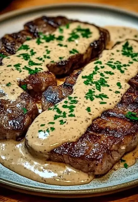 Juicy Steak with Creamy Garlic Sauce