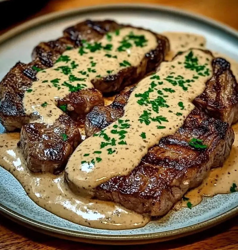 Juicy Steak with Creamy Garlic Sauce