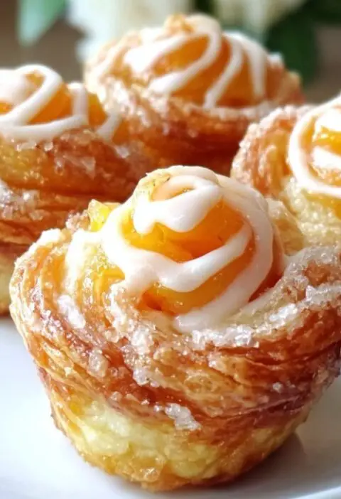 Peach Pie Cruffins – Flaky,  Fruity & Irresistibly Sweet