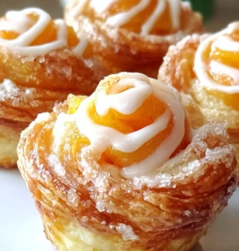 Peach Pie Cruffins – Flaky,  Fruity & Irresistibly Sweet