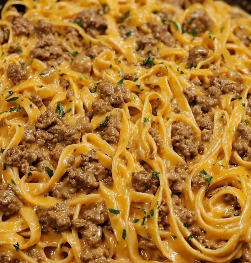 One-Pot Creamy Beef and Garlic Butter Pasta