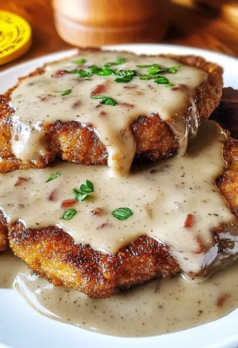 Country Fried Pork Chops with Bacon Gravy