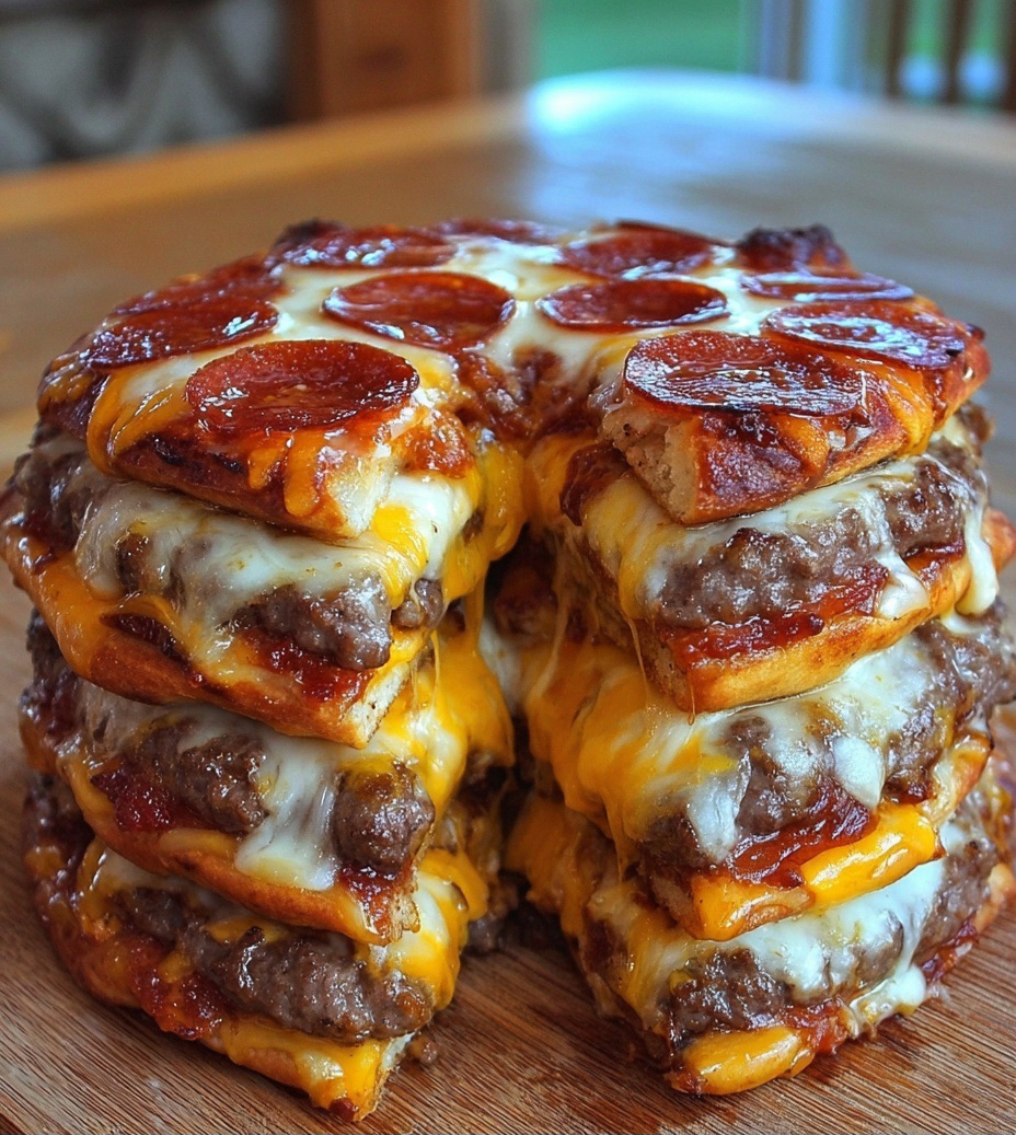 Ultimate Double Cheeseburger Pizza Stack