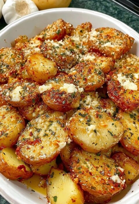 Roasted Garlic Butter Parmesan Potatoes