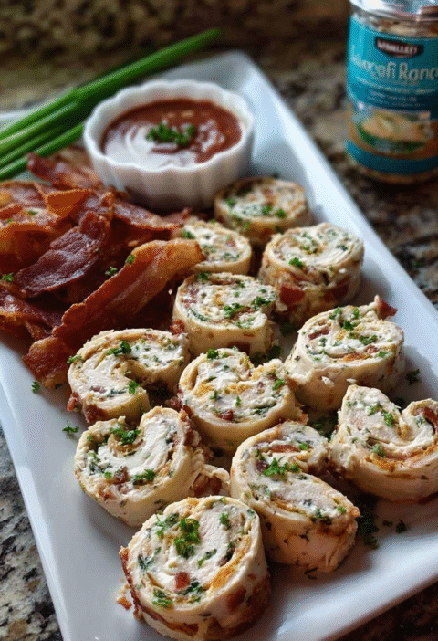 LowCarb Chicken Bacon Ranch Pinwheels