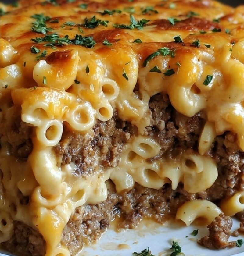 Mac and Cheese Meatloaf Casserole
