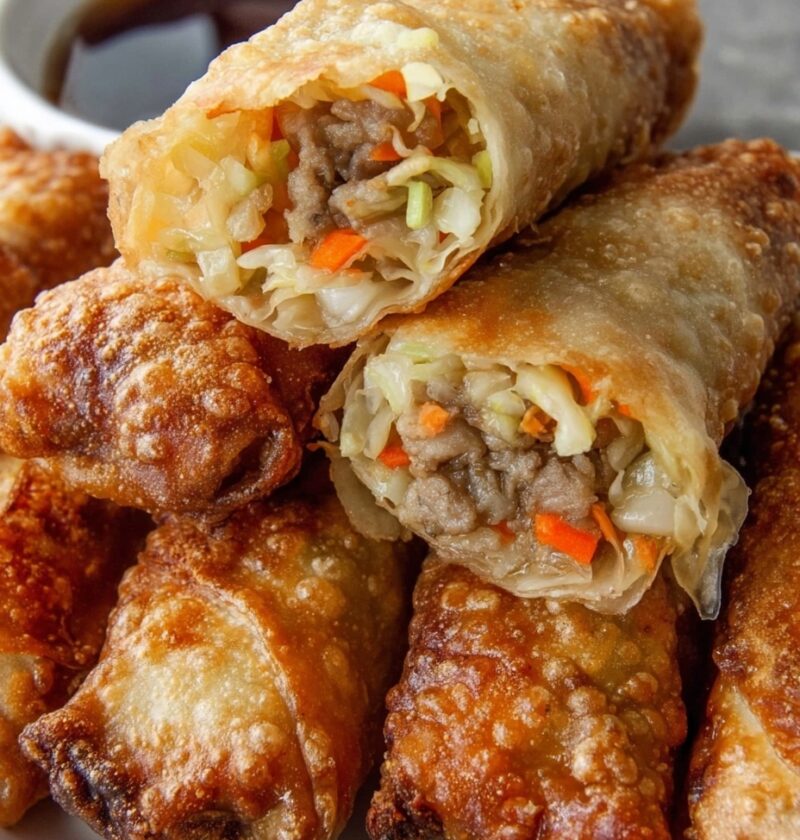 Easy, crispy golden brown egg rolls bursting with delicious flavor in every bite