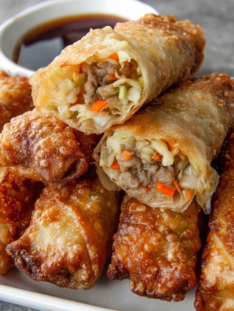 Easy, crispy golden brown egg rolls bursting with delicious flavor in every bite