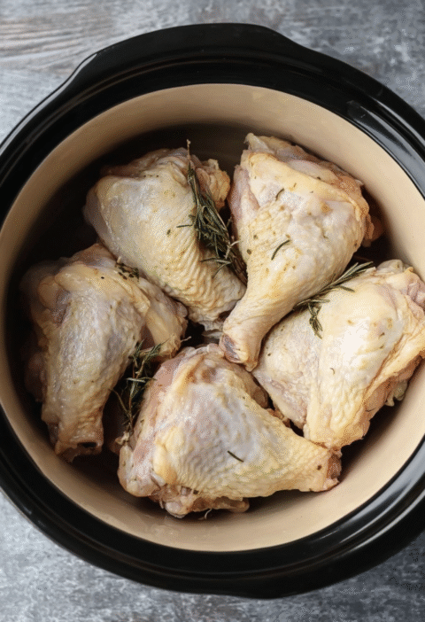 toss some chicken in the slow cooker