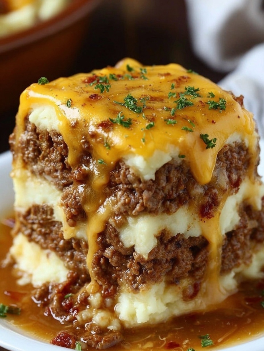 Meatloaf with Mashed Potatoes and Cheese