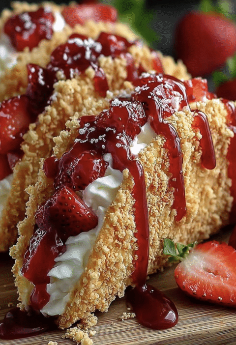 Strawberry Crunch Cheesecake Tacos