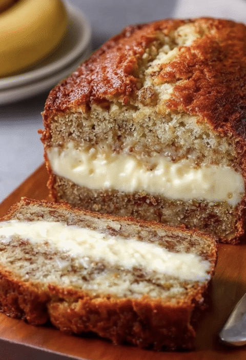 Cream Cheese Stuffed Banana Bread