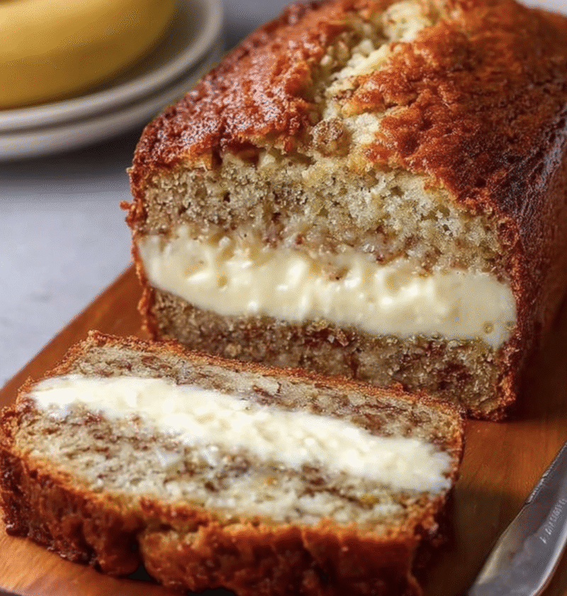 Cream Cheese Stuffed Banana Bread