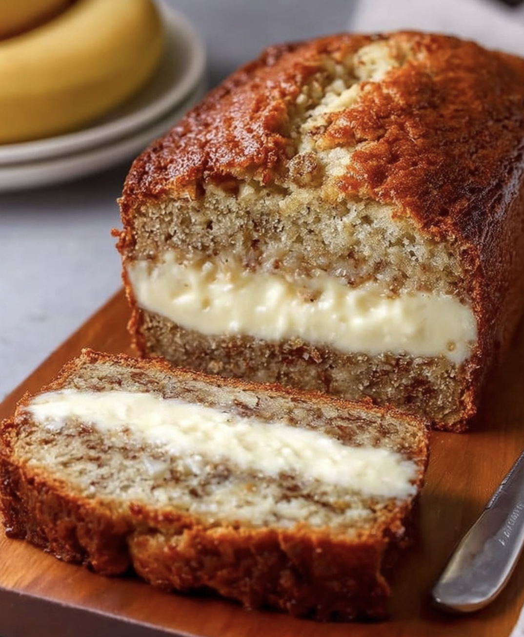Cream Cheese Stuffed Banana Bread