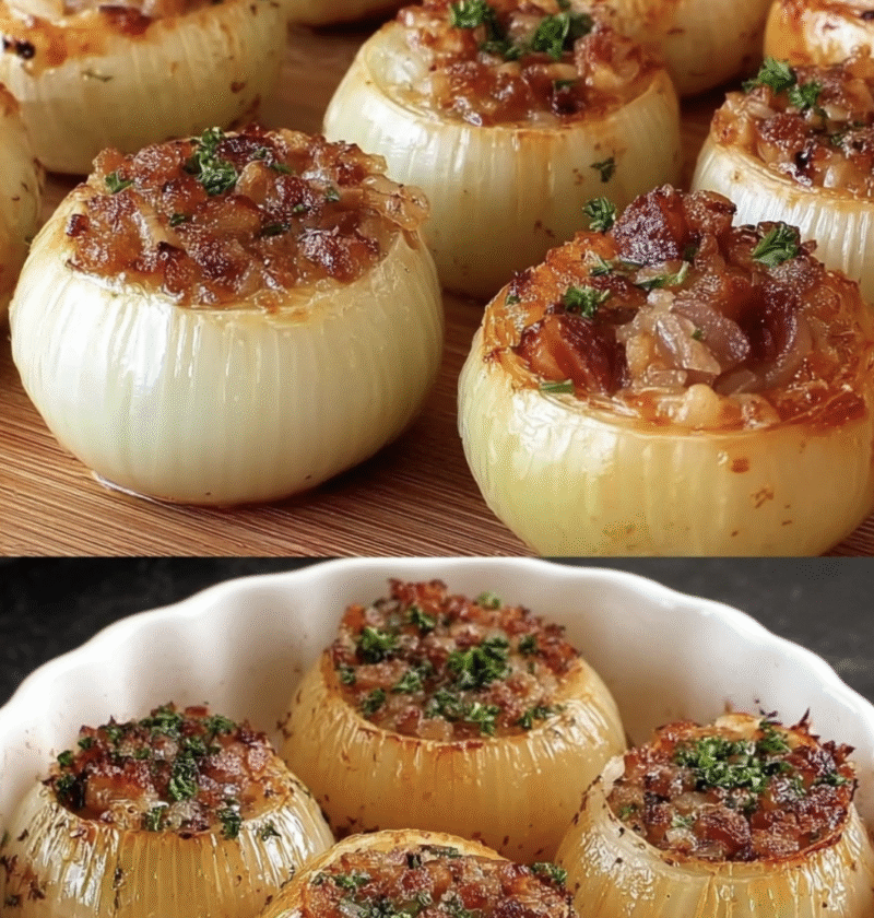 Cheesy Stuffed Onion Casserole