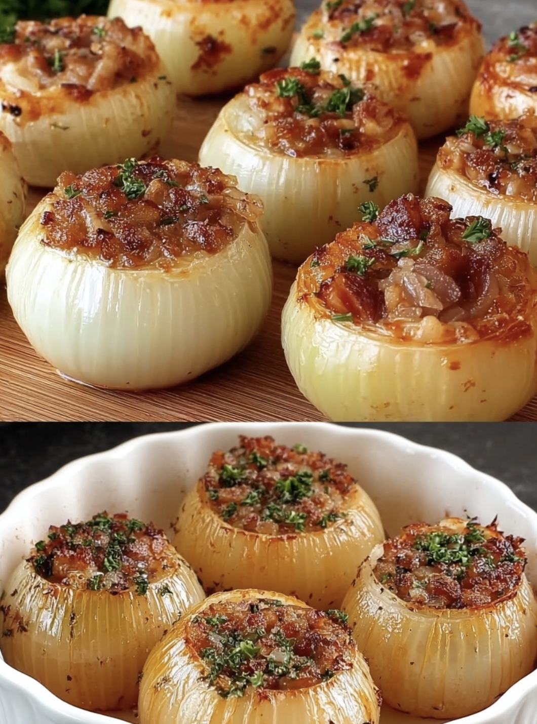 Cheesy Stuffed Onion Casserole