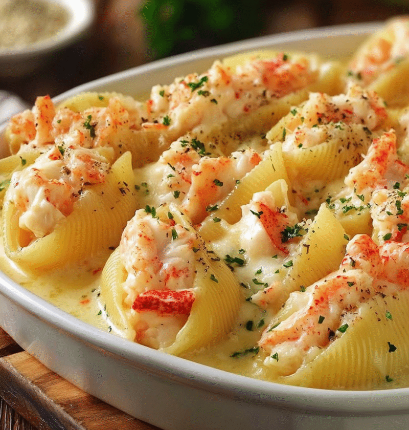 Garlic butter lobster stuffed shells recipe
