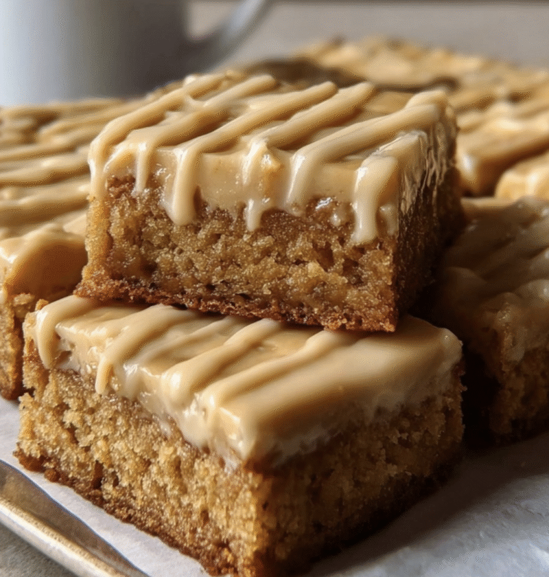 Peanut Butter Blondies with Creamy Glaze