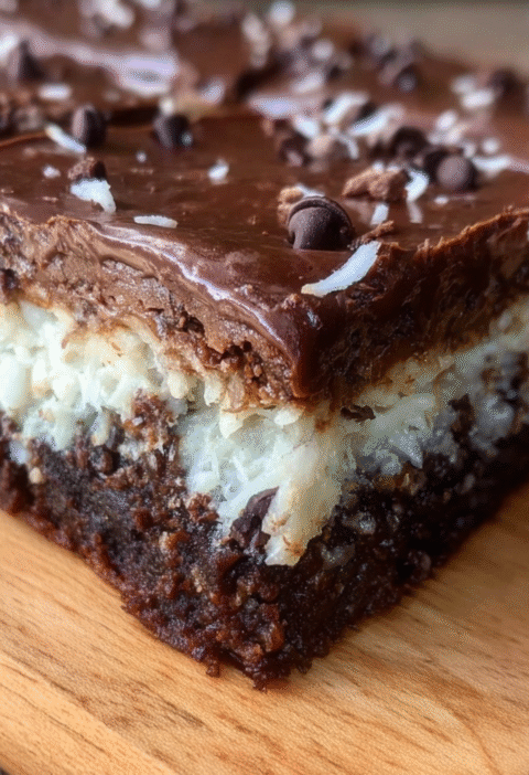 Decadent Chocolate Coconut Cake with Rich Cocoa Flavor and Gooey Chocolate Chips
