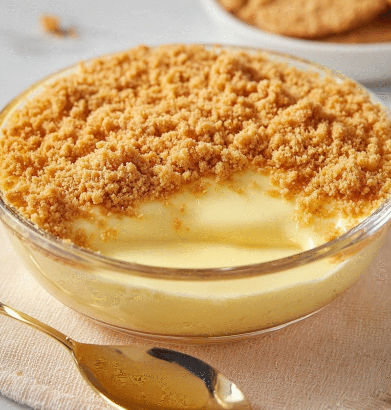 creamy vanilla pudding with cracker
