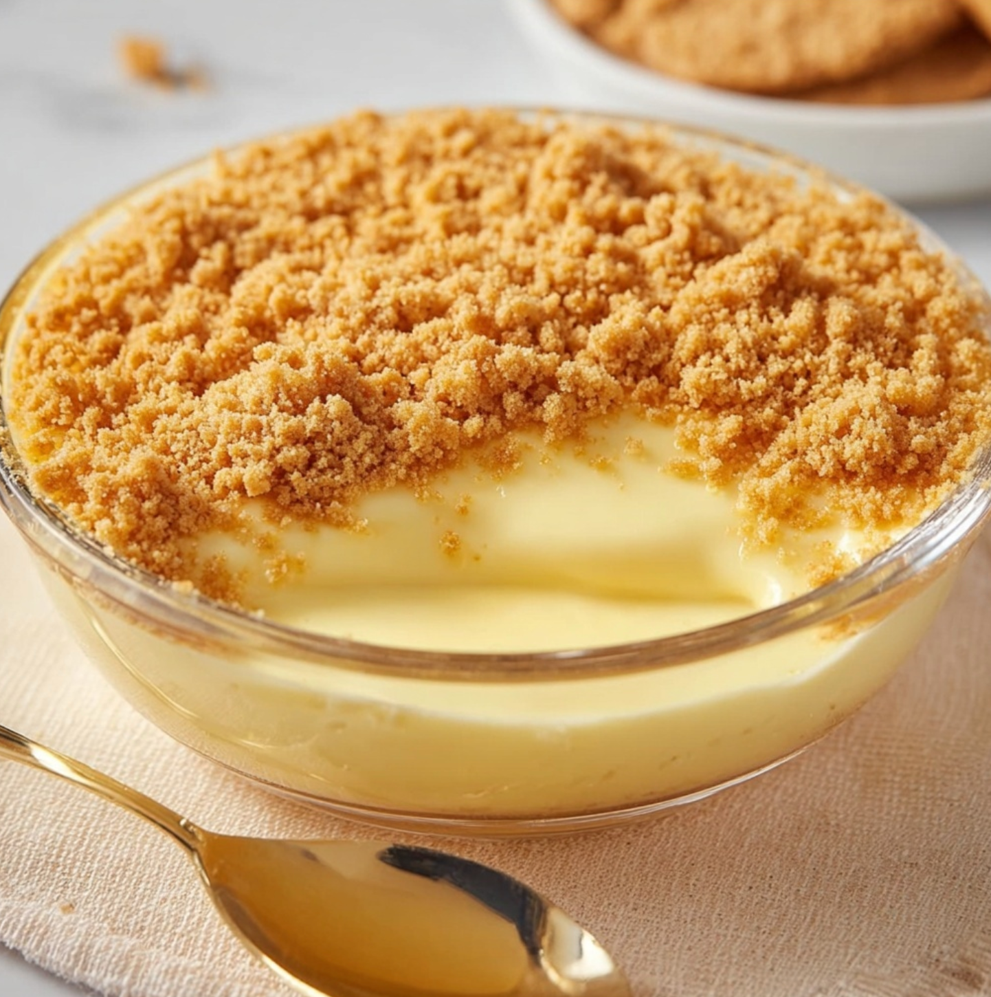 creamy vanilla pudding with cracker