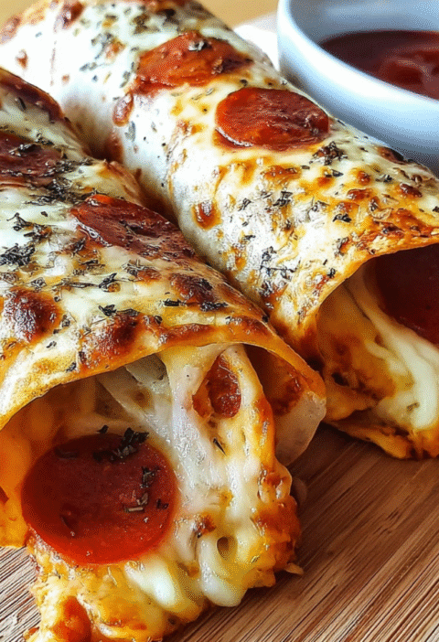 Cheesy Baked Pizza Wraps