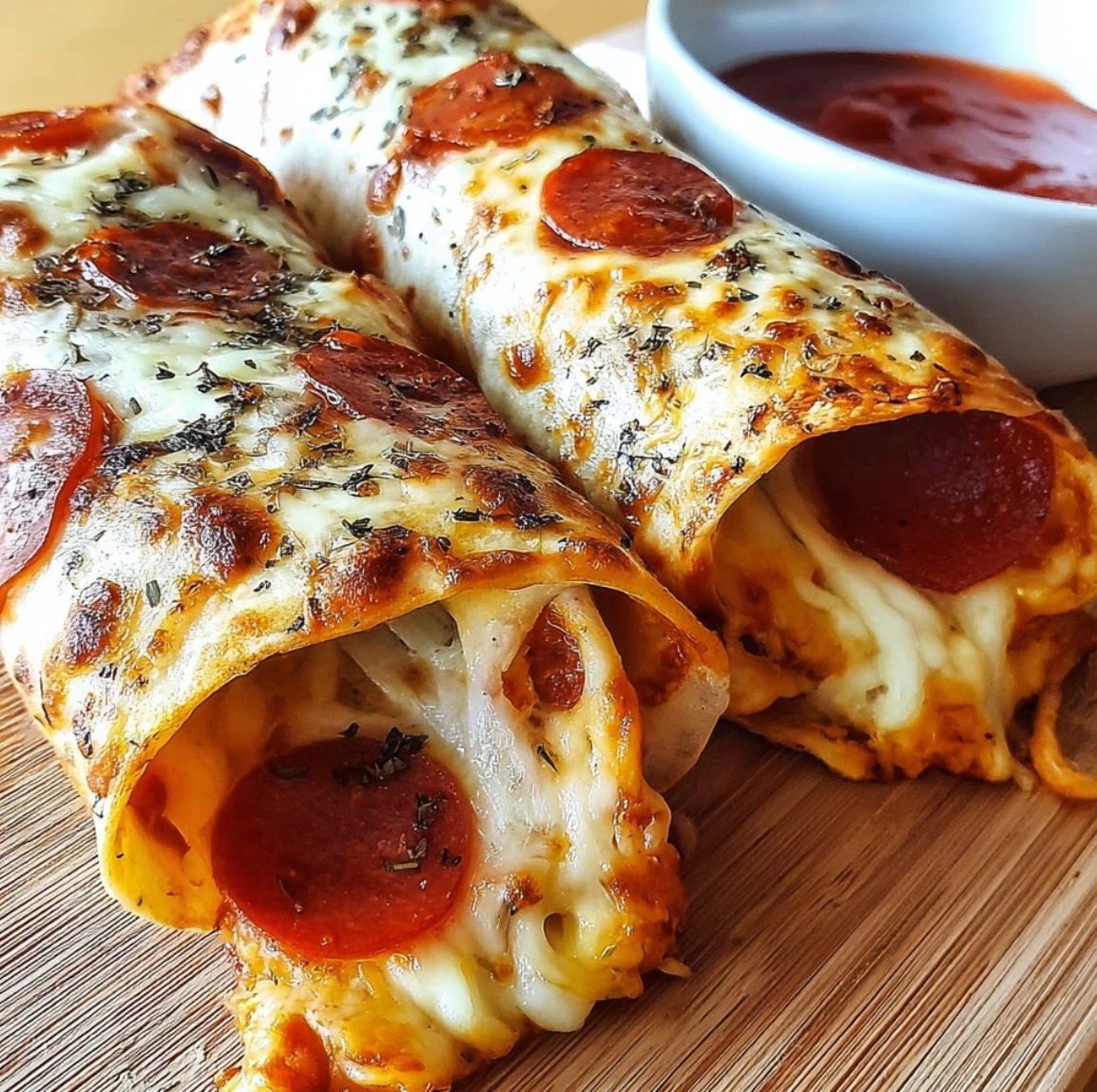 Cheesy Baked Pizza Wraps
