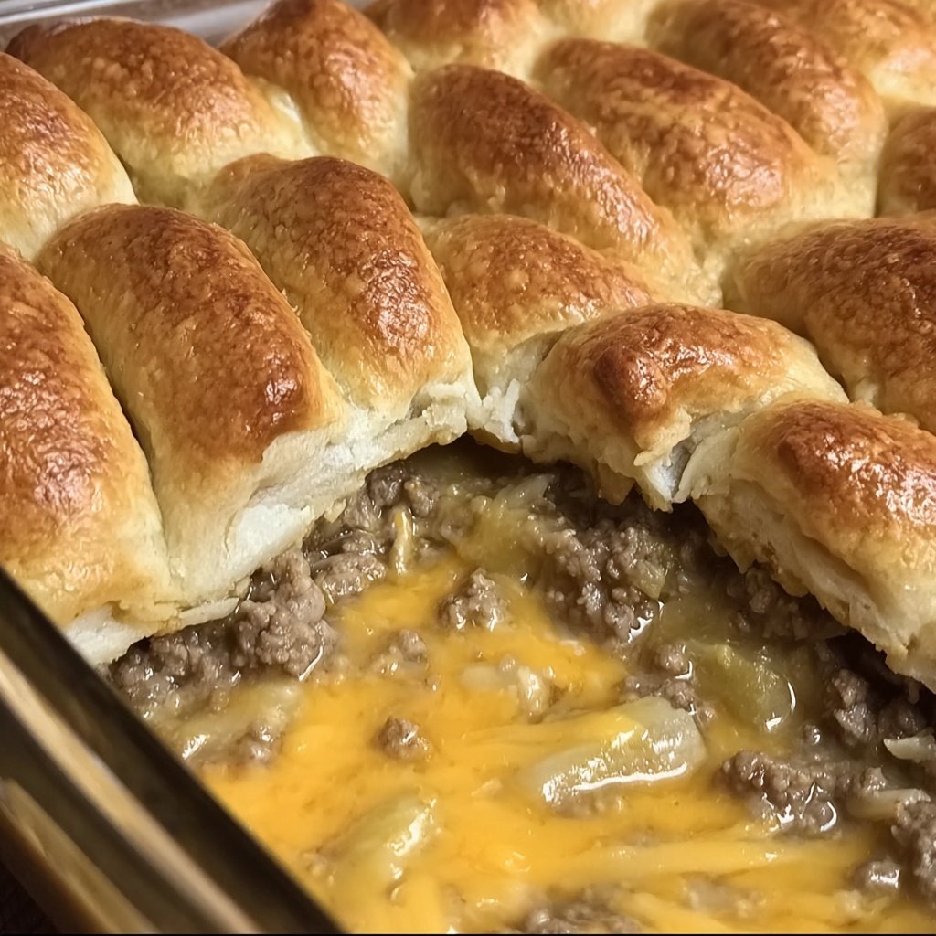Crescent-Topped Cheeseburger Casserole