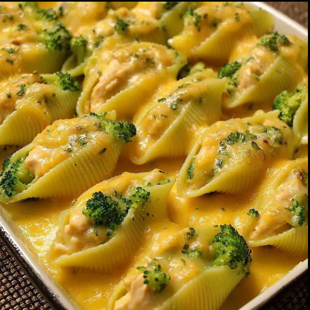 Cheesy Chicken & Broccoli Stuffed Shells