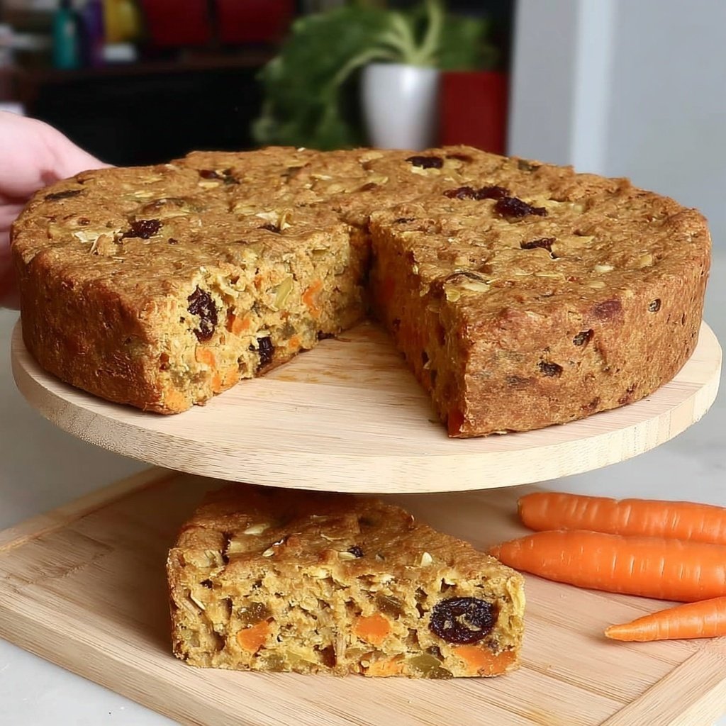 Oatmeal, apple and carrots cake
