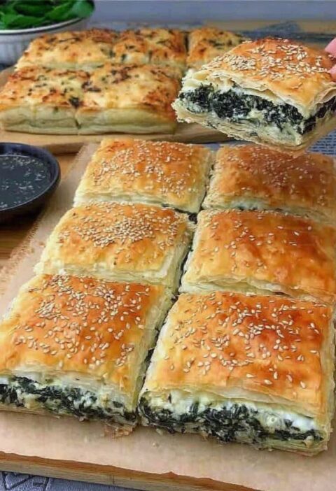 Spinach and Cheese Puff Pastry Squares