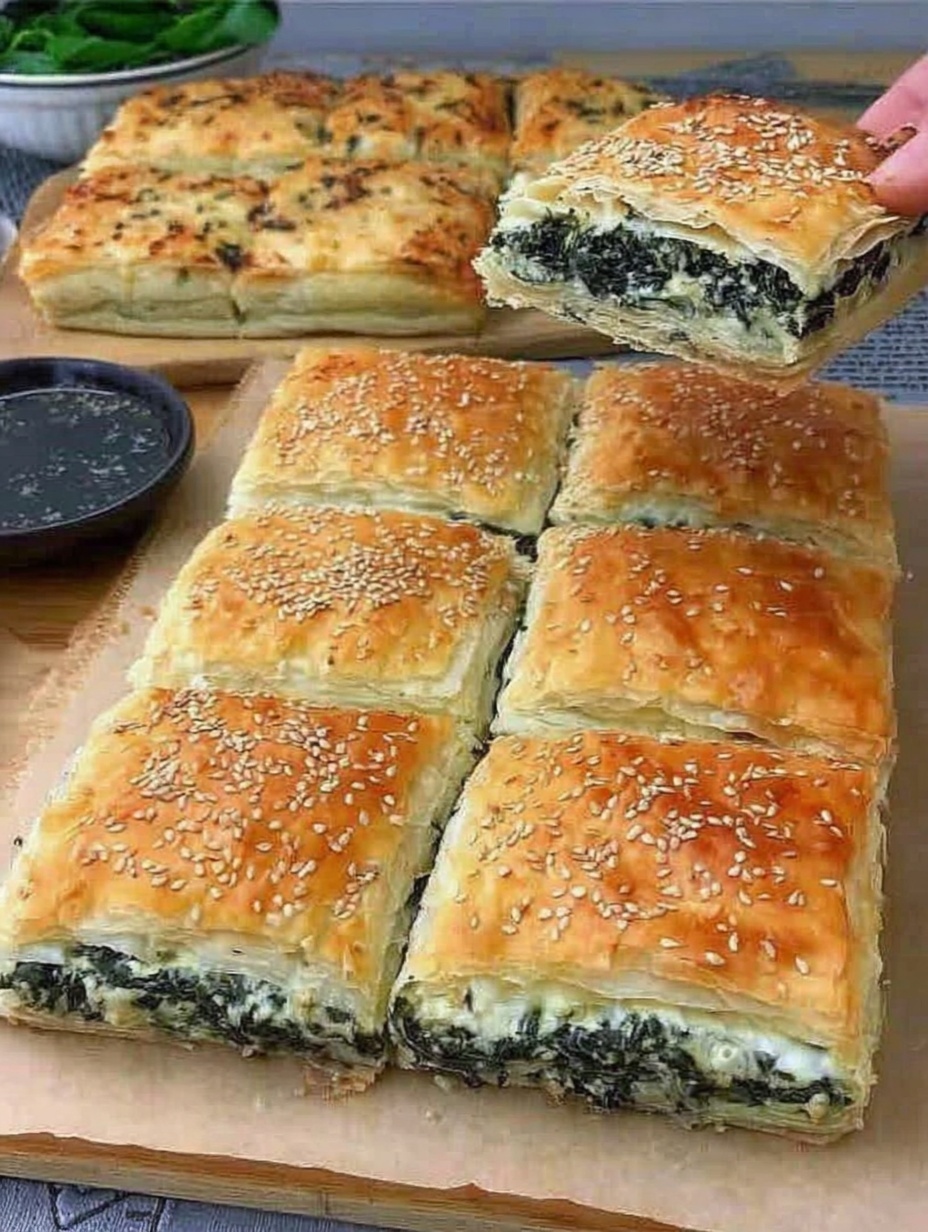 Spinach and Cheese Puff Pastry Squares