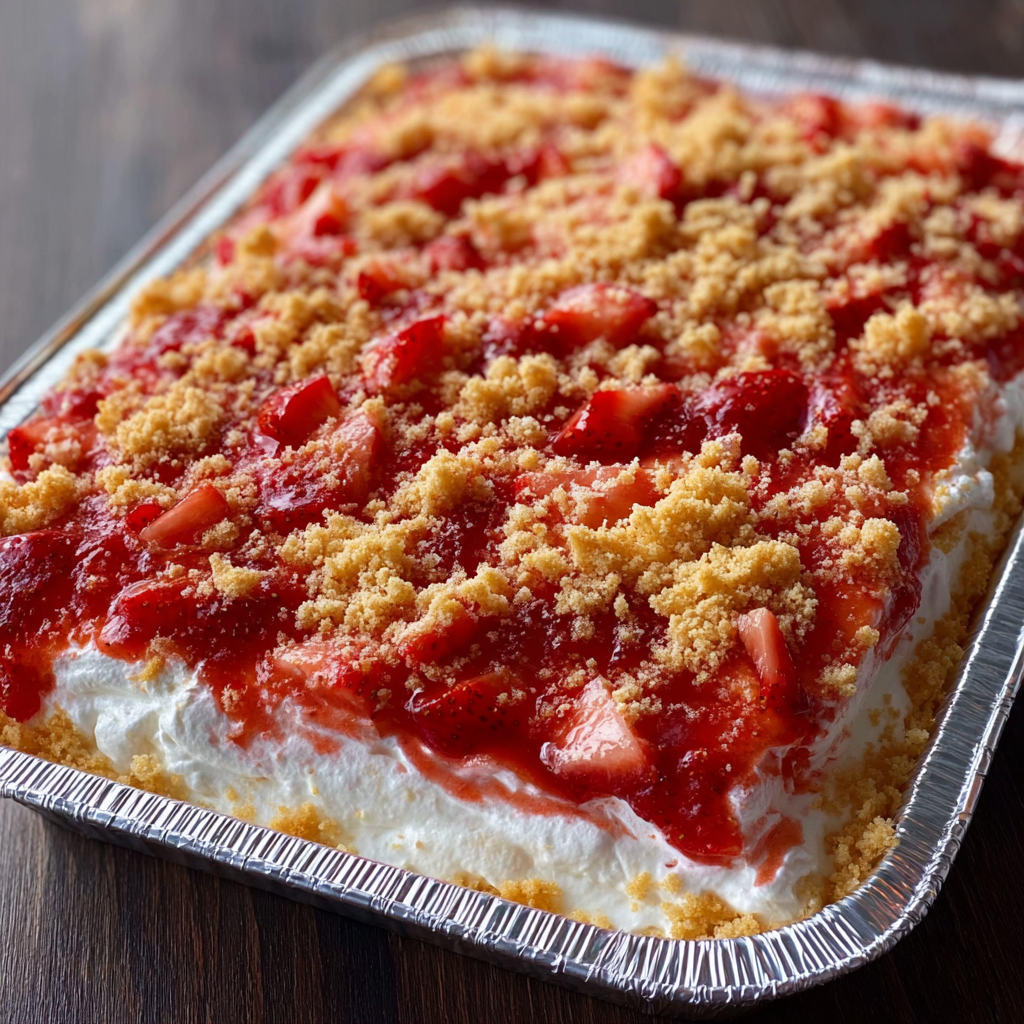Strawberry crunch tres leches cake