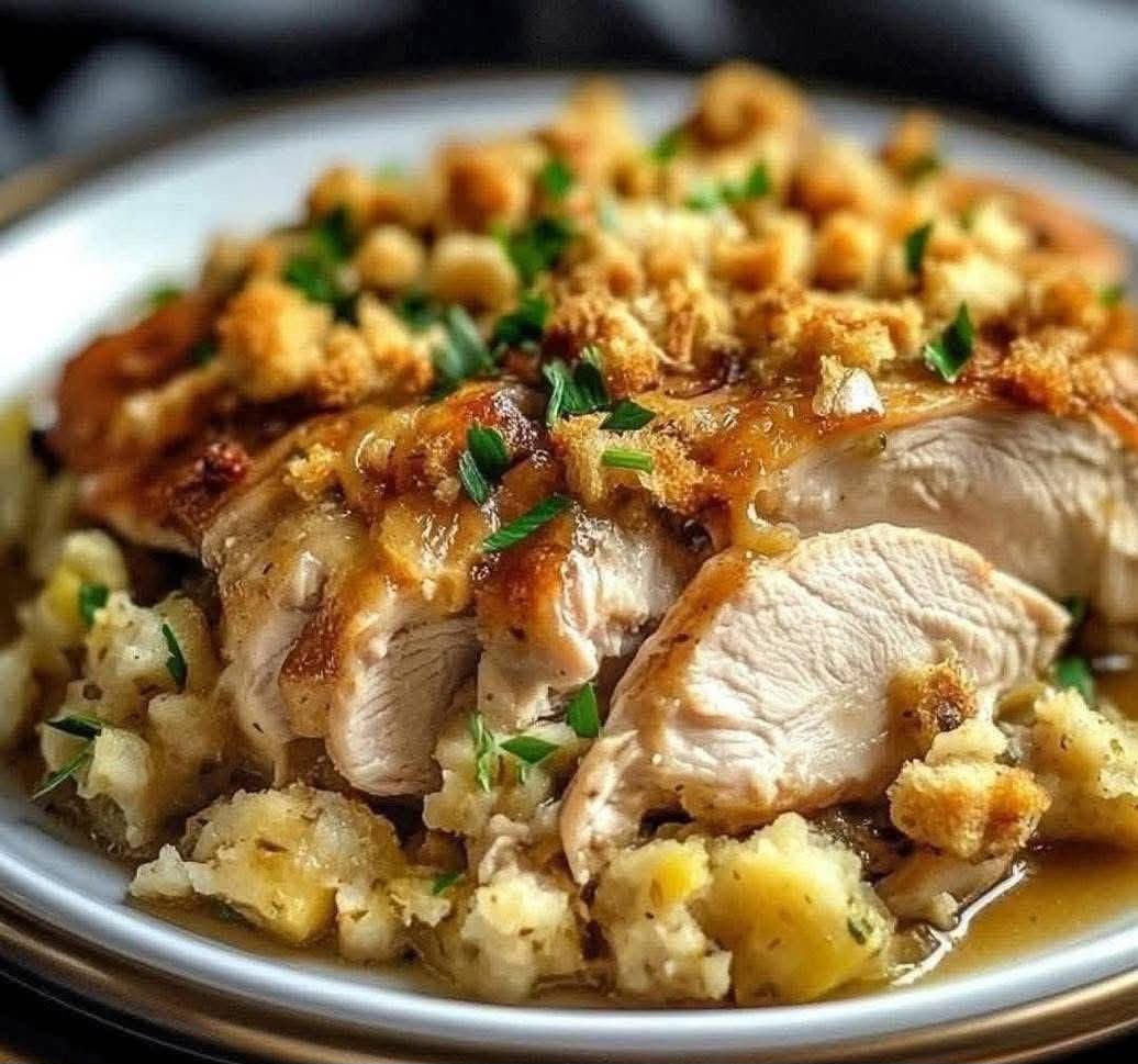 4-Ingredient Slow Cooker Chicken with Stuffing
