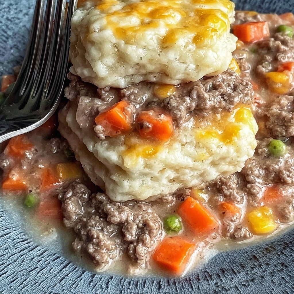 Old-Fashioned Ground Beef and Biscuit Casserole