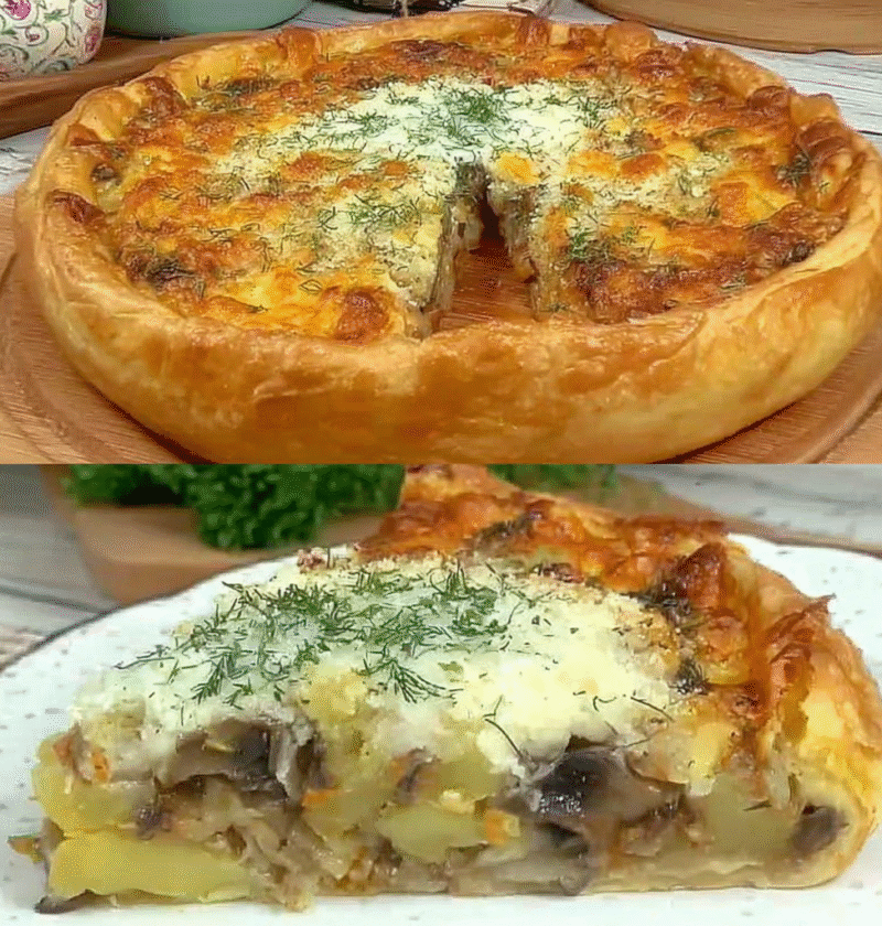 savory potato and mushroom pie