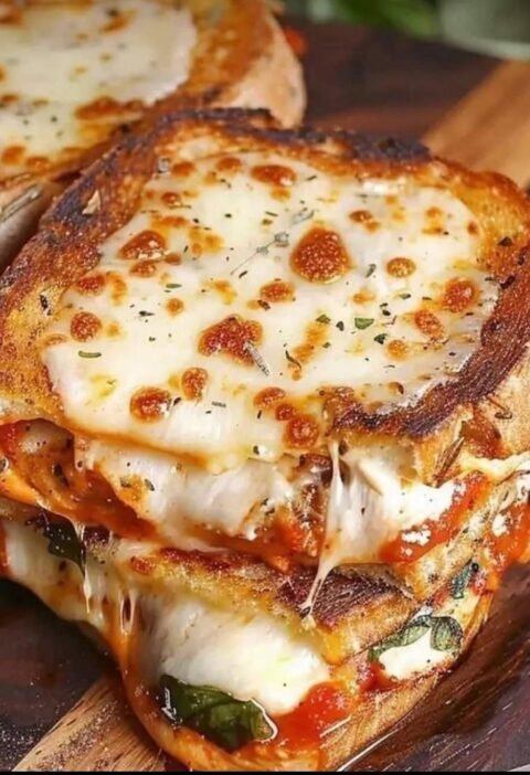 Chicken Parmesan grilled cheese sandwich