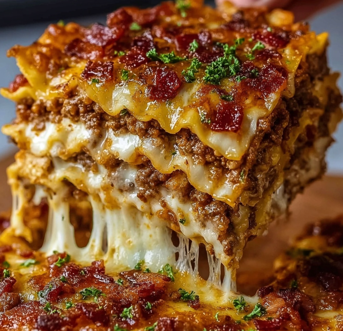 Ultimate Bacon Cheeseburger Lasagna with Parmesan Garlic Twist 🍔🥓🧀