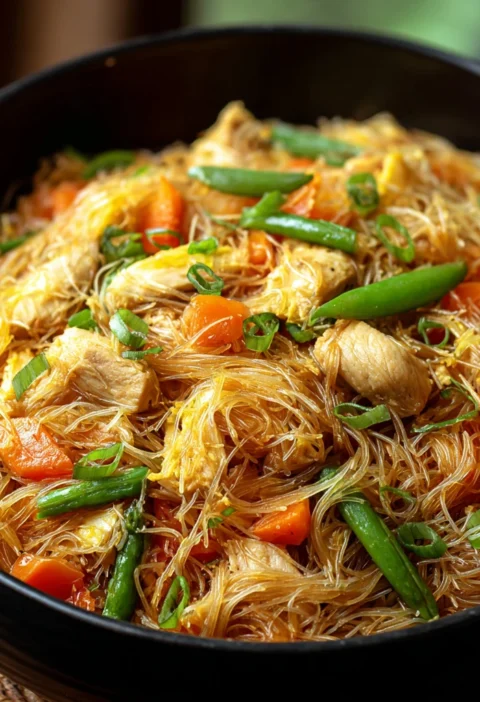 Authentic Filipino Chicken Bihon Recipe Best Pancit Bihon With Chicken And Vegetables Easy Chicken And Vegetable Bihon Pan...