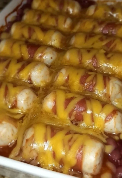 Cheesy Baked Chili Dog Casserole