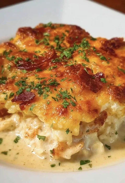 Creamy Chicken Bacon Biscuit Casserole